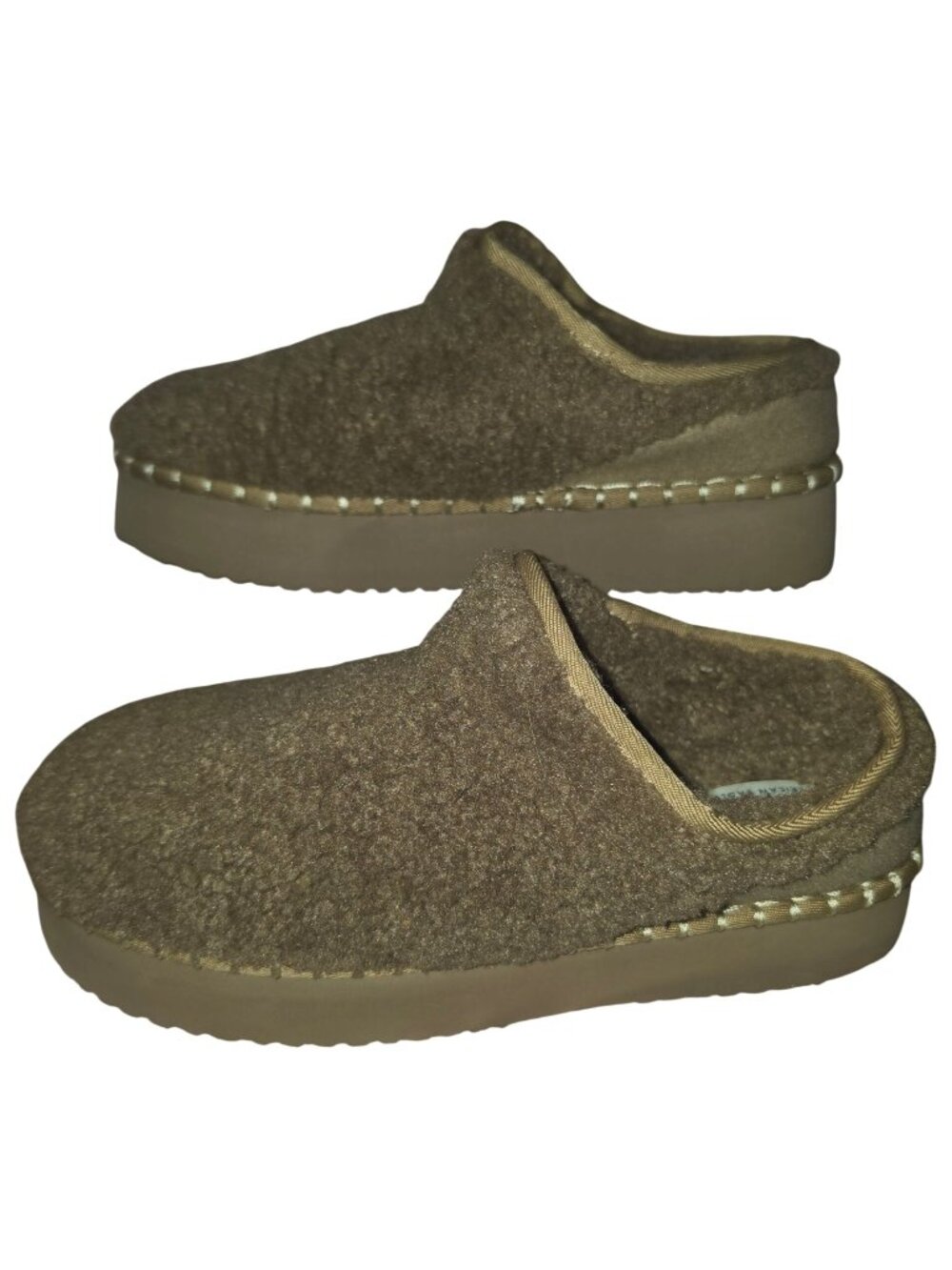 Women's American Eagle Outfitters Tan Brown Sherpa Slide Slippers Platform 9